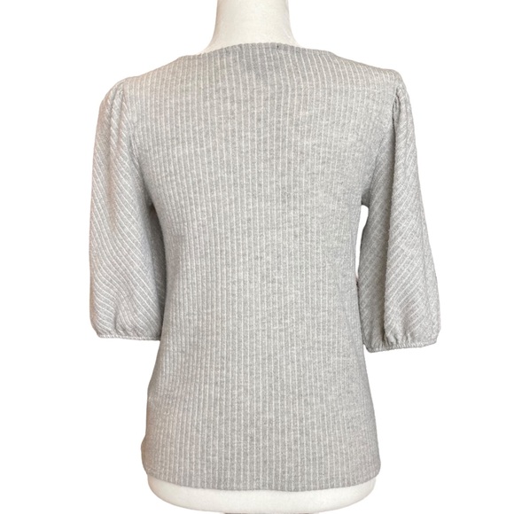 Anthropologie W5 Women’s puff sleeve ribbed gray top, Sz S - Picture 9 of 12